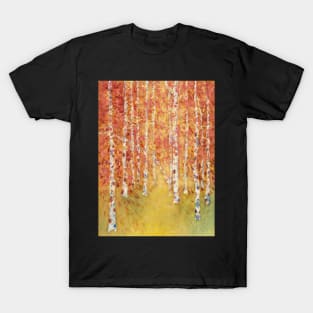 Along an Autumn Path through the Birches T-Shirt